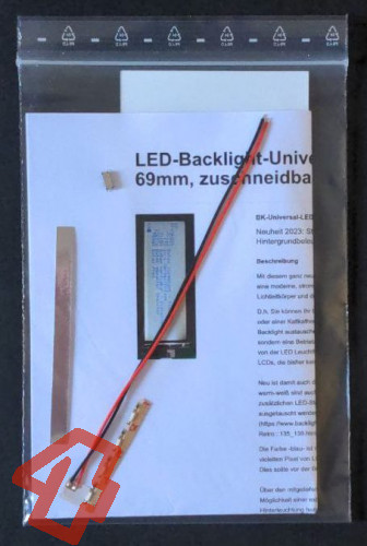 LED-Backlight-Universal-Kit, 125mm x 69mm, zuschneidbar, warm-weiss